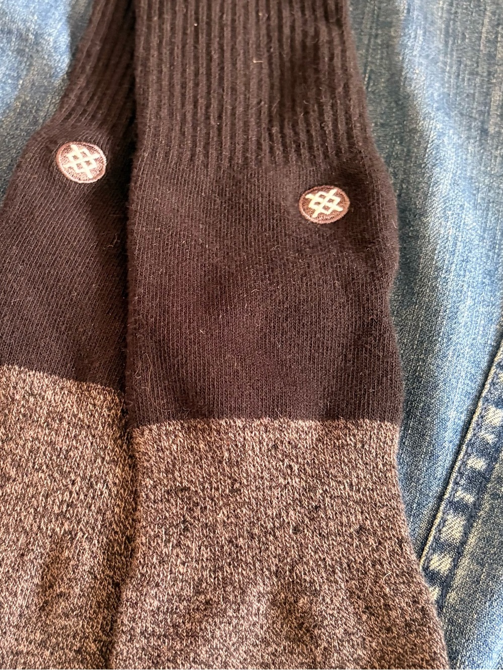 Stance Men's Two-Tone Crew Socks in Black and Brown
